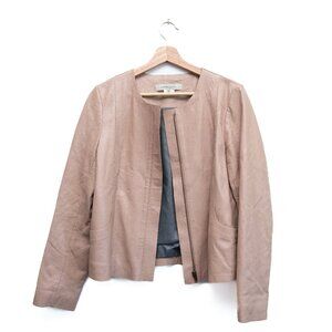 Gerard Darel Beige Crewneck Leather Jacket